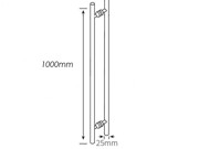 Marshall Double Handle - Flared Leg 800mm CTC, 1000mm OA, 25mm Dia - Polished Stainless Steel